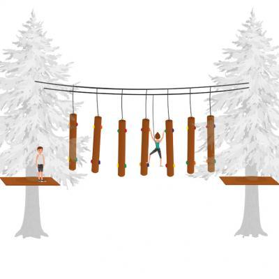 冒险公园 悬挂障碍 攀爬蝙蝠